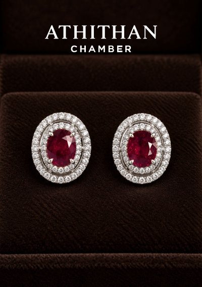 Magnificent NO-Heated Natural GIA BURMA RUBY Earrings