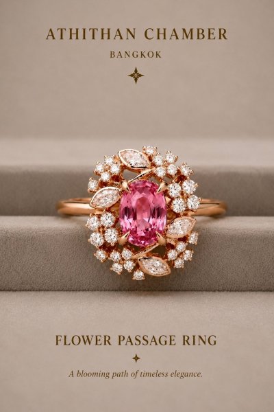 FLOWER PASSAGE Padparadscha Sapphire Ring