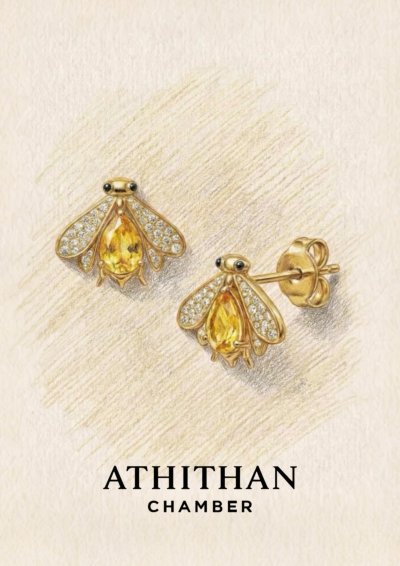 THE LIGHT KEEPER Firefly - (แซฟไฟร์ สีเหลือง) Earrings (พรีออเดอร์ 15 วัน)