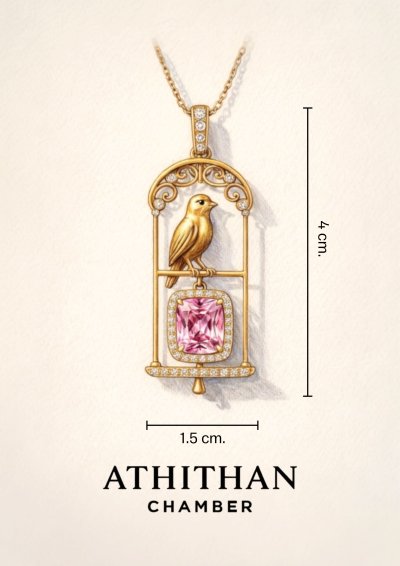 THE JEWEL KEEPER : Resting in Golden Cage PENDANT