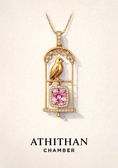 THE JEWEL KEEPER : Resting in Golden Cage PENDANT