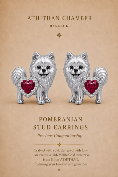 POMERANIAN PLAYFUL STUD EARRINGS