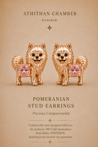 POMERANIAN PLAYFUL STUD EARRINGS