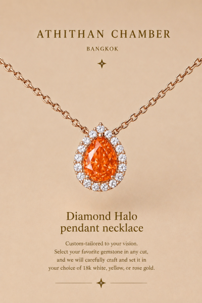DIAMOND HALO PENDANT NECKLACE