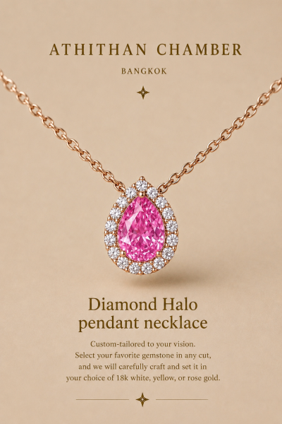 DIAMOND HALO PENDANT NECKLACE
