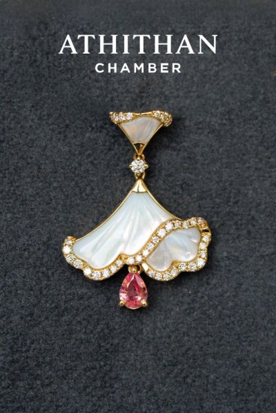 OPALINE DANCE - Padparadscha, Mother of Pearl Pendant (Pre-order 45 วัน)