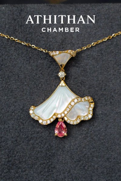 OPALINE DANCE - Padparadscha, Mother of Pearl Pendant (Pre-order 45 วัน)