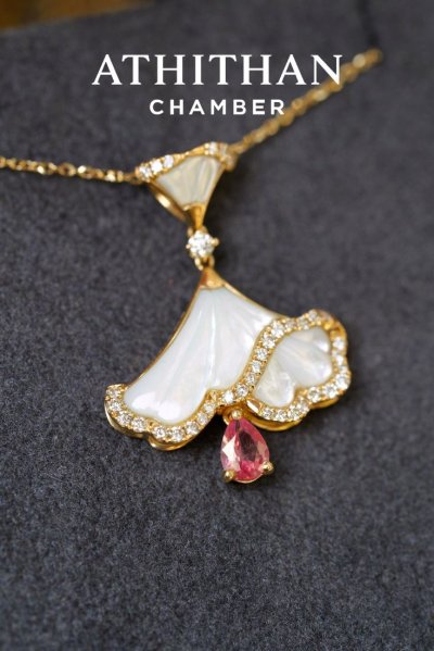 OPALINE DANCE - Padparadscha, Mother of Pearl Pendant (Pre-order 45 วัน)