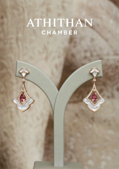 Padparadcha & Mother of Pearl Earrings