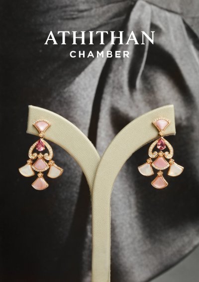 Padparadscha & Mother of Pearl Earrings
