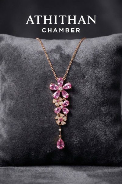 ELYSIA FLORA Padparadscha Pendant Necklace