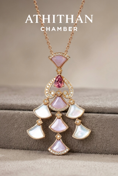 PETAL SERENADE - Padparadscha & Mother of Pearl Pendant (พรีออเดอร์ 45 วัน)