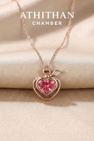 HEARTFELT SECRET Padparadscha Sapphire Pendant Necklace