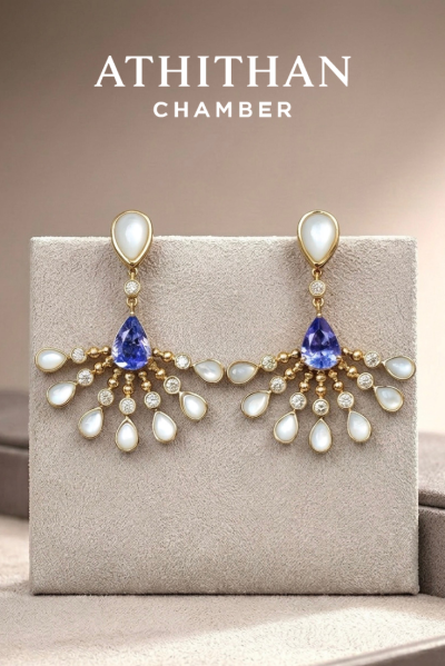 TANZANITE & Mother of Pearl Earrings