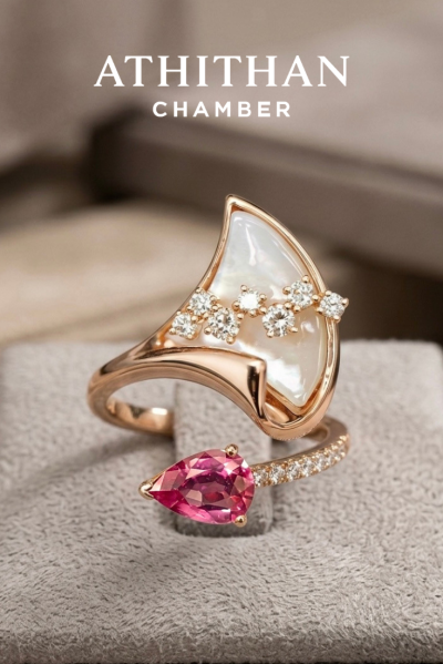 ROSELINE VEIL - Padparadscha & Mother of Pearl Ring