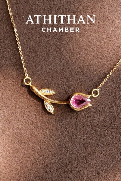 ETERNAL TULIP Padparadscha Sapphire Pendant Necklace