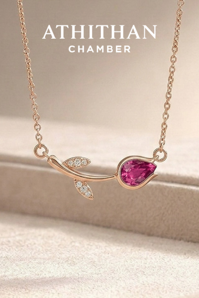 ETERNAL TULIP Padparadscha Sapphire Pendant Necklace