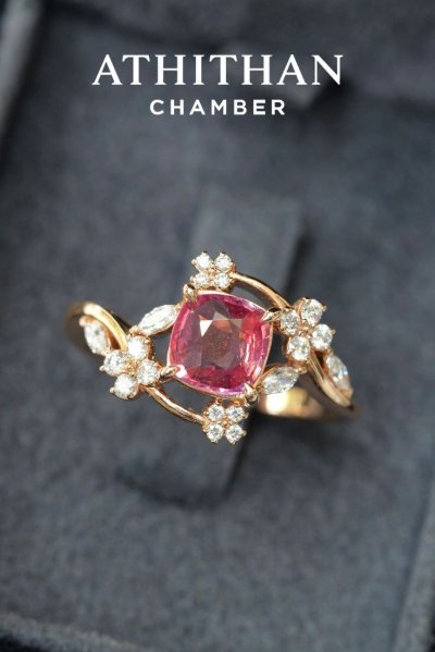 VINE JEWEL Padparadscha Sapphire Ring