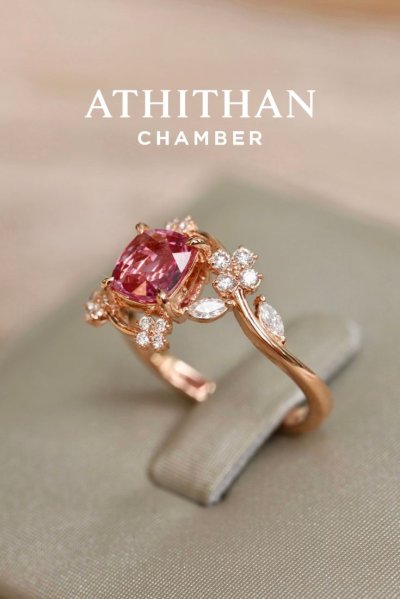 VINE JEWEL Padparadscha Sapphire Ring