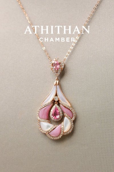 CAMELLIA FLOWER Padparadscha Pendant