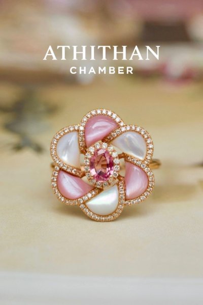 CAMELLIA FLOWER Padparadscha Ring