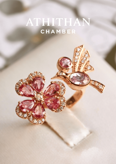 PANSY LOVEBIRDS Padparadscha Sapphire Ring