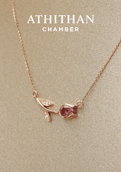ETERNAL TULIP Padparadscha Sapphire Pendant Necklece