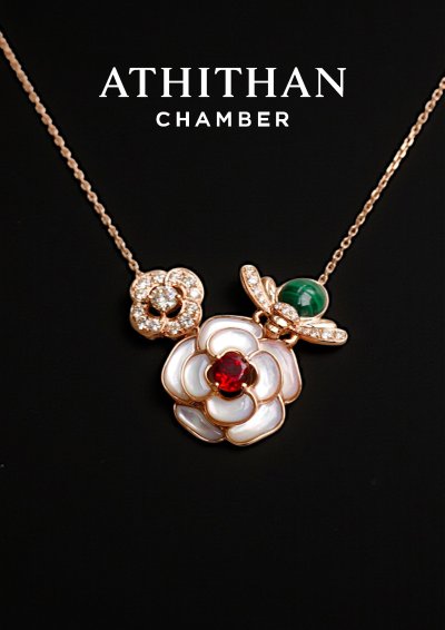 Garnet & Malachite & Mother of Pearl Necklace