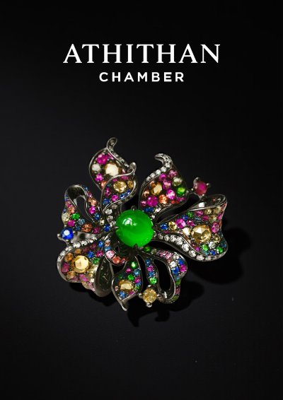 Jade & Tourmaline Mixed Coated Flower Ring