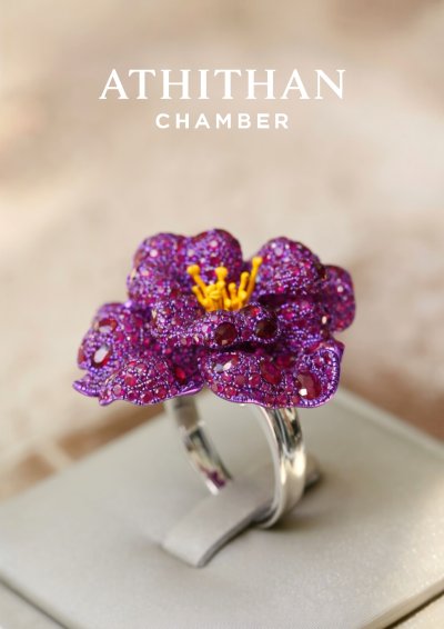 Red Flower Ruby Ring & Pendant