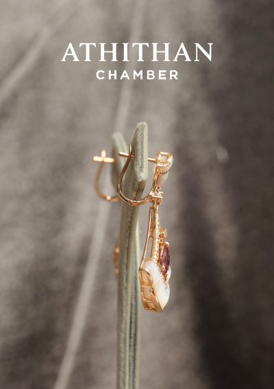 Padparadcha & Mother of Pearl Earrings