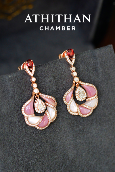 CAMELLIA FLOWER - Garnet, Mother of Pearl Pendant (Pre-order 45 days)