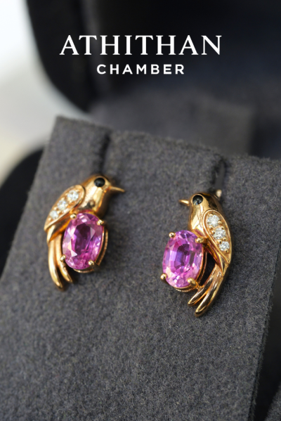 THE JEWEL KEEPER Pink Sapphire Earrings