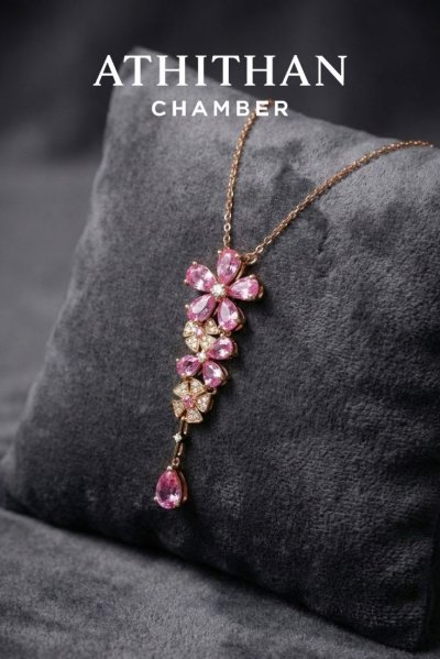 ELYSIA FLORA Padparadscha Pendant Necklace