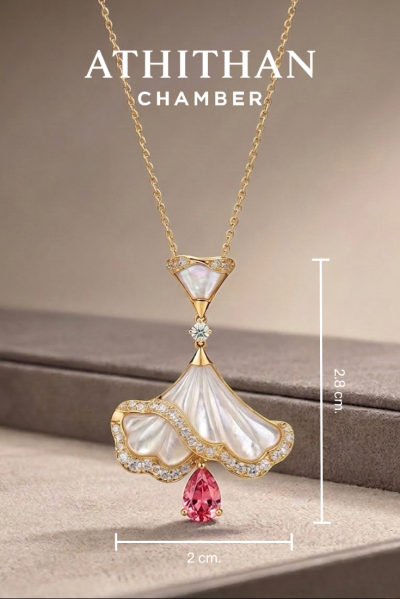 OPALINE DANCE - Padparadscha, Mother of Pearl Pendant (พรีออเดอร์ 45 วัน)