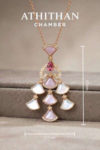 PETAL SERENADE - Padparadscha & Mother of Pearl Pendant (พรีออเดอร์ 45 วัน)