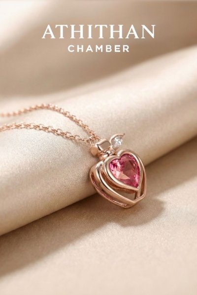 HEARTFELT SECRET Padparadscha Sapphire Pendant Necklace