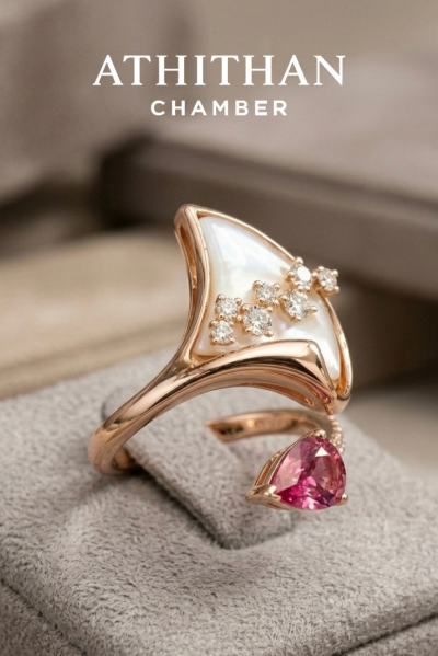 ROSELINE VEIL - Padparadscha & Mother of Pearl Ring