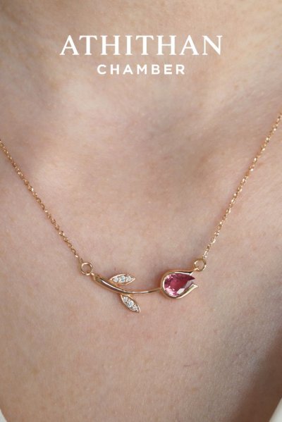 ETERNAL TULIP Padparadscha Sapphire Pendant Necklace