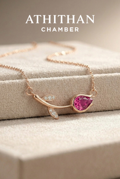 ETERNAL TULIP Padparadscha Sapphire Pendant Necklace