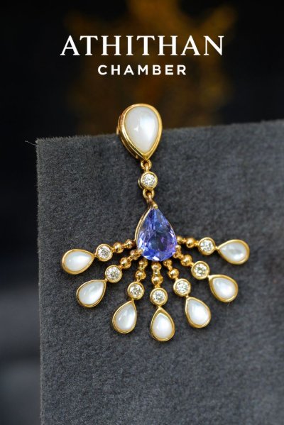 TANZANITE & Mother of Pearl Earrings