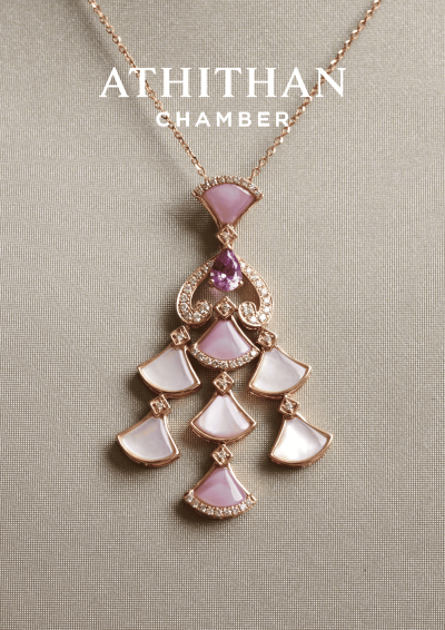 Purple (Lavender)  Sapphire & Mother of Pearl Necklace