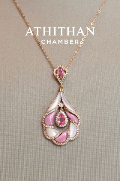 CAMELLIA FLOWER Padparadscha Pendant