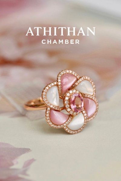 CAMELLIA FLOWER Padparadscha Ring