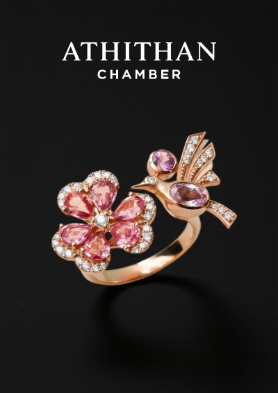 PANSY LOVEBIRDS Padparadscha Sapphire Ring