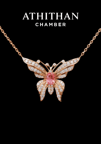 PARADISE BUTTERFLY Padparadscha Sapphire Pendant Necklece