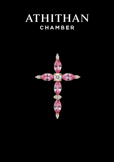 LOVE CROSS Padparadscha Sapphire Pendant