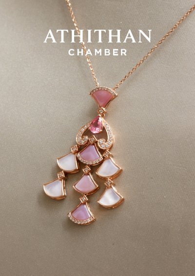 Padparadscha & Mother of Pearl Pendant Necklace
