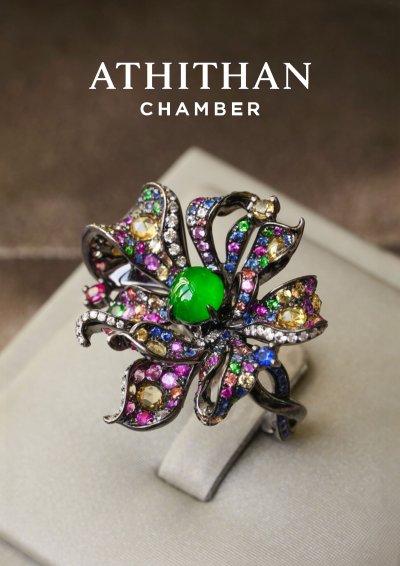 Jade & Tourmaline Mixed Coated Flower Ring