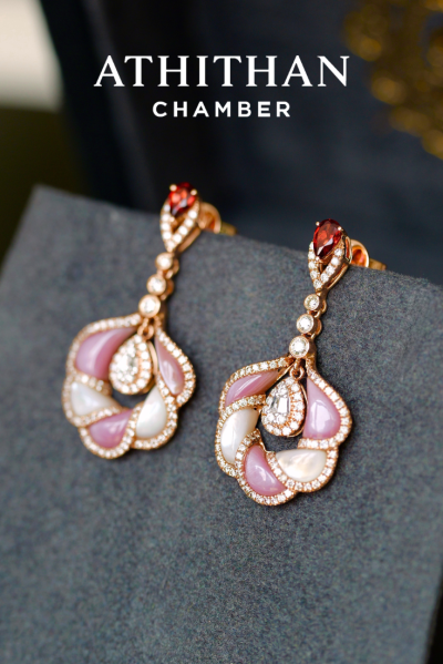 CAMELLIA FLOWER - Garnet, Mother of Pearl Pendant (Pre-order 45 days)